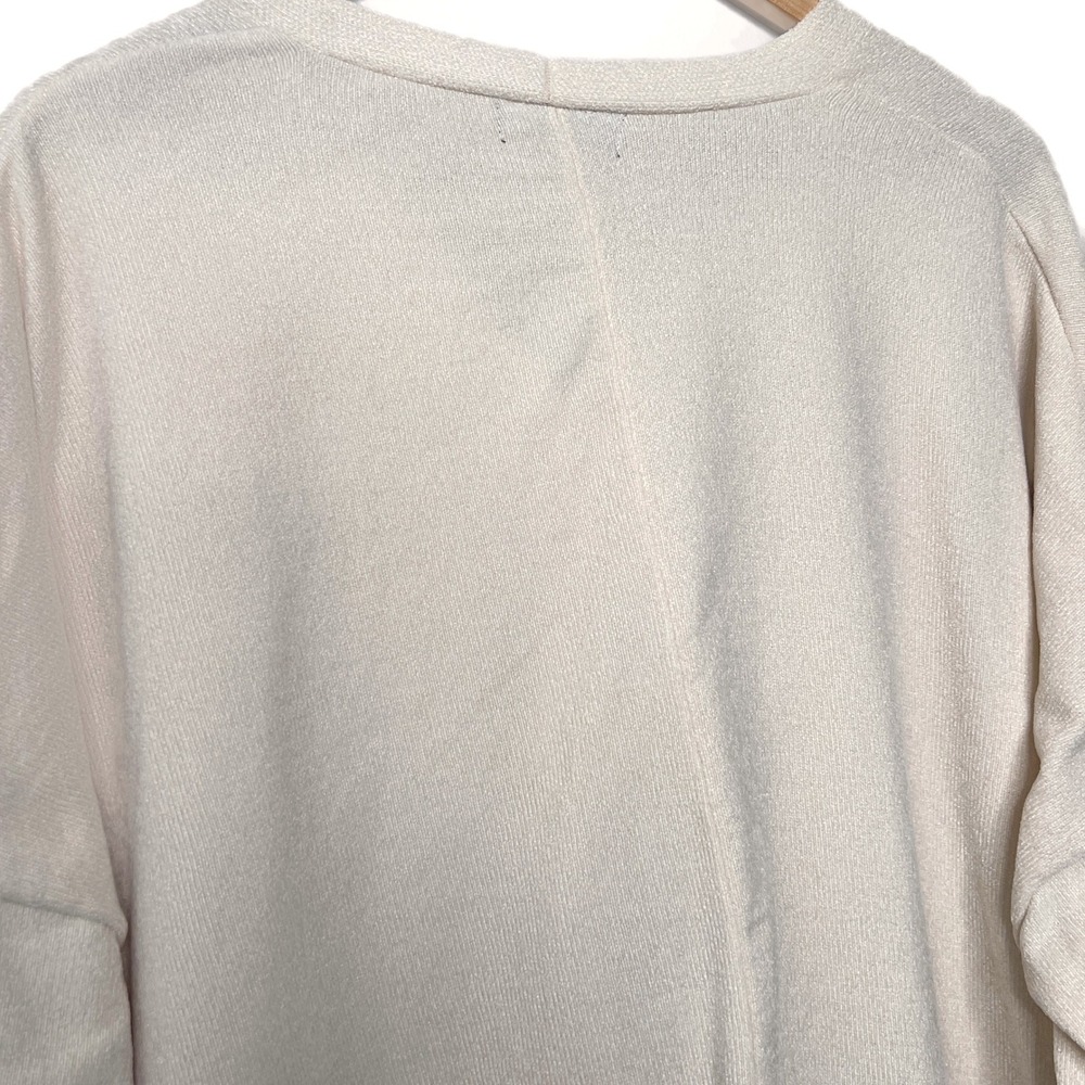 Barefoot Dreams CozyChic Womens Cardigan Cream Button 3/4 Sleeve Pockets Size M - Picture 6 of 8